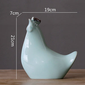 Handmade Ceramic Crafts Porcelain Chicken Rooster Chick Simulation Animal Sculpture Decorative Figurines Decoration Accessories acacuss