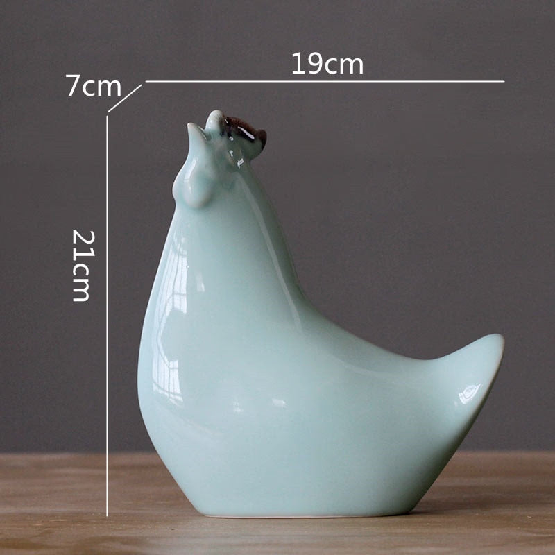 Handmade Ceramic Crafts Porcelain Chicken Rooster Chick Simulation Animal Sculpture Decorative Figurines Decoration Accessories acacuss