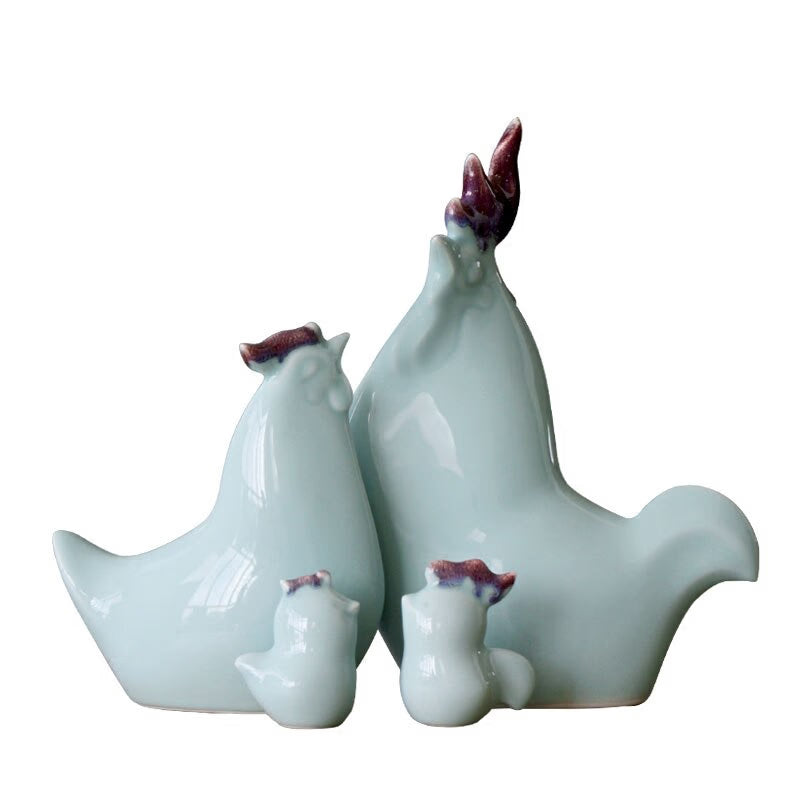 Handmade Ceramic Crafts Porcelain Chicken Rooster Chick Simulation Animal Sculpture Decorative Figurines Decoration Accessories acacuss