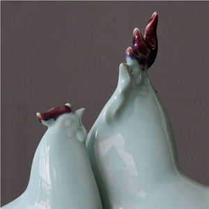 Handmade Ceramic Crafts Porcelain Chicken Rooster Chick Simulation Animal Sculpture Decorative Figurines Decoration Accessories acacuss