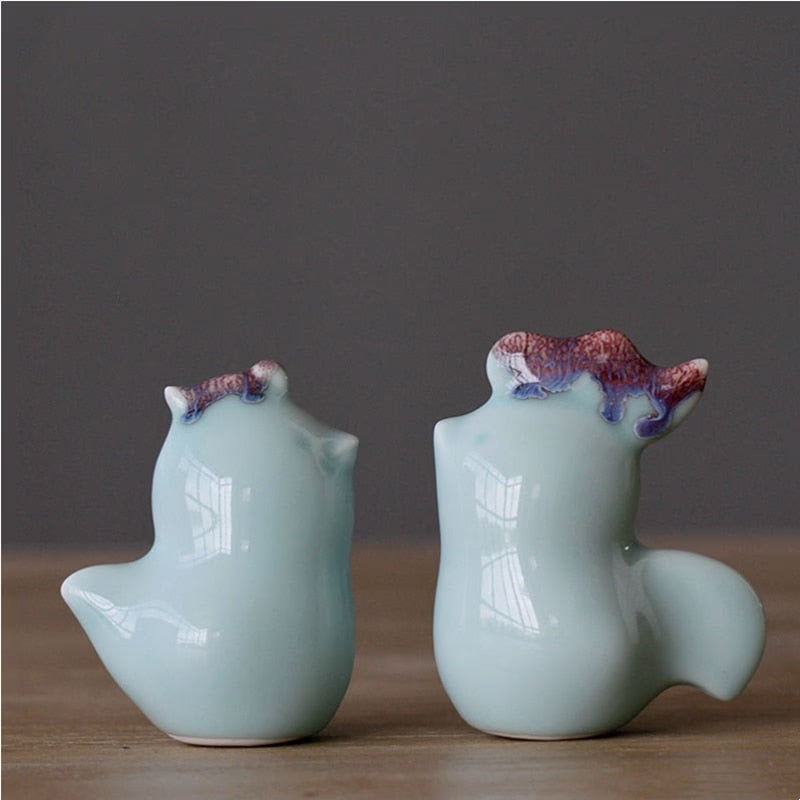 Handmade Ceramic Crafts Porcelain Chicken Rooster Chick Simulation Animal Sculpture Decorative Figurines Decoration Accessories acacuss