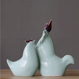 Handmade Ceramic Crafts Porcelain Chicken Rooster Chick Simulation Animal Sculpture Decorative Figurines Decoration Accessories acacuss