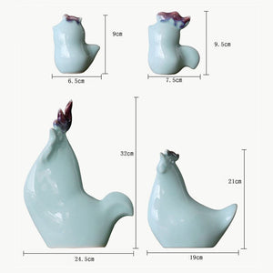 Handmade Ceramic Crafts Porcelain Chicken Rooster Chick Simulation Animal Sculpture Decorative Figurines Decoration Accessories acacuss