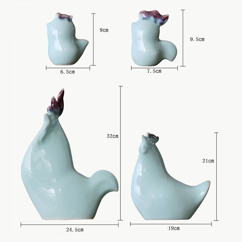 Handmade Ceramic Crafts Porcelain Chicken Rooster Chick Simulation Animal Sculpture Decorative Figurines Decoration Accessories acacuss