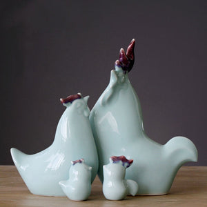 Handmade Ceramic Crafts Porcelain Chicken Rooster Chick Simulation Animal Sculpture Decorative Figurines Decoration Accessories acacuss
