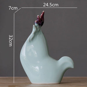 Handmade Ceramic Crafts Porcelain Chicken Rooster Chick Simulation Animal Sculpture Decorative Figurines Decoration Accessories acacuss