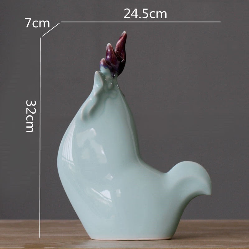 Handmade Ceramic Crafts Porcelain Chicken Rooster Chick Simulation Animal Sculpture Decorative Figurines Decoration Accessories acacuss