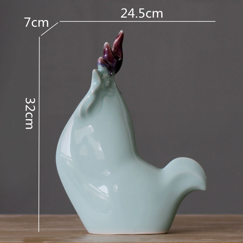 Handmade Ceramic Crafts Porcelain Chicken Rooster Chick Simulation Animal Sculpture Decorative Figurines Decoration Accessories acacuss