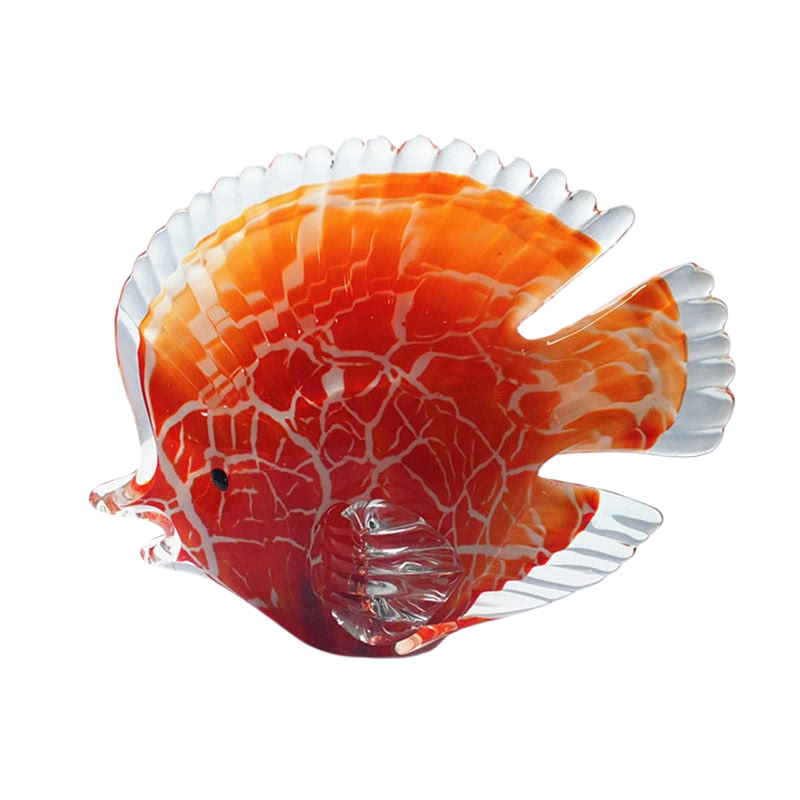Handmade Colored Glass Fish Animal Ornament Glass Figurine Mediterranean Art Favor Crafts Red Glass Figurines Home Decoration acacuss