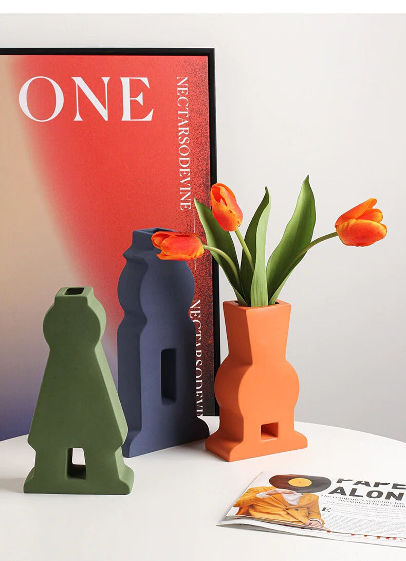 Unique Handmade Nordic Colorful vase for Bookshelf Home Decor or housewarming new home gift - ACACUSS