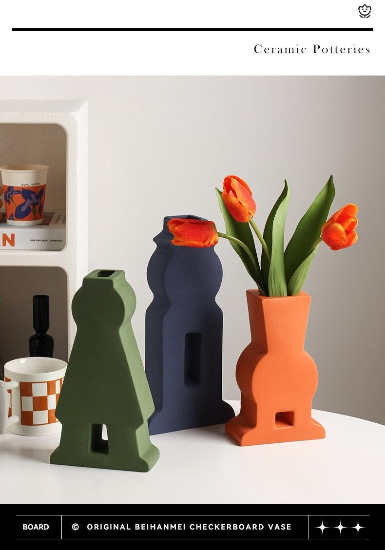 Unique Handmade Nordic Colorful vase for Bookshelf Home Decor or housewarming new home gift - ACACUSS