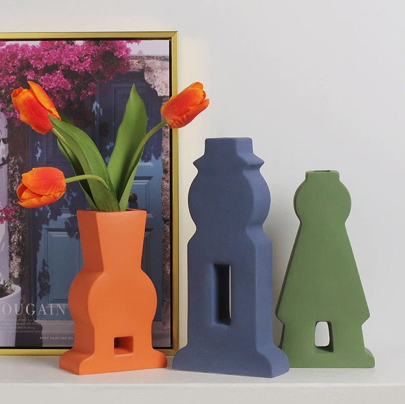 Unique Handmade Nordic Colorful vase for Bookshelf Home Decor or housewarming new home gift - ACACUSS