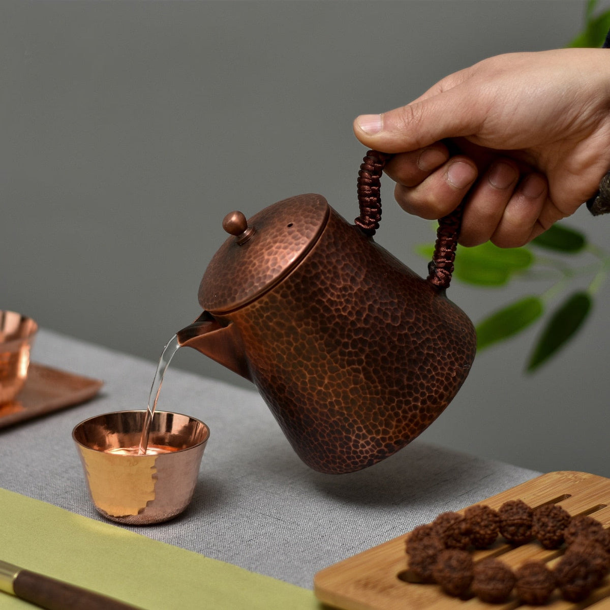 Handmade Pure Copper Teapot Tea Kettle Hammer Pattern Kung Fu Tea Drinkware Tableware acacuss