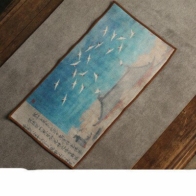 ACACUSS Handmade Suede Tea Towel Zen Table And Tea Cloth Cotton Linen Cloth Towel  Absorbent Creative Embroidery Tea Ceremony Accessories - ACACUSS