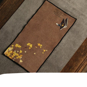 ACACUSS Handmade Suede Tea Towel Zen Table And Tea Cloth Cotton Linen Cloth Towel  Absorbent Creative Embroidery Tea Ceremony Accessories - ACACUSS