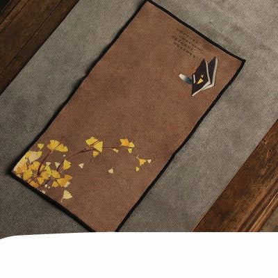 ACACUSS Handmade Suede Tea Towel Zen Table And Tea Cloth Cotton Linen Cloth Towel  Absorbent Creative Embroidery Tea Ceremony Accessories - ACACUSS