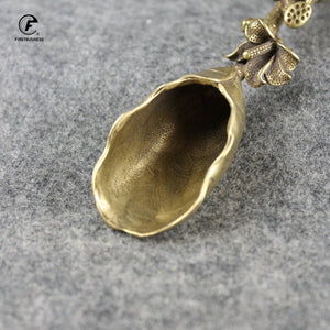 ACACUSS Handmade Tea spoon Pure brass lotus leaf tea shovel | Tea Ceremony Accessories | Vintage Tea Shovel - ACACUSS