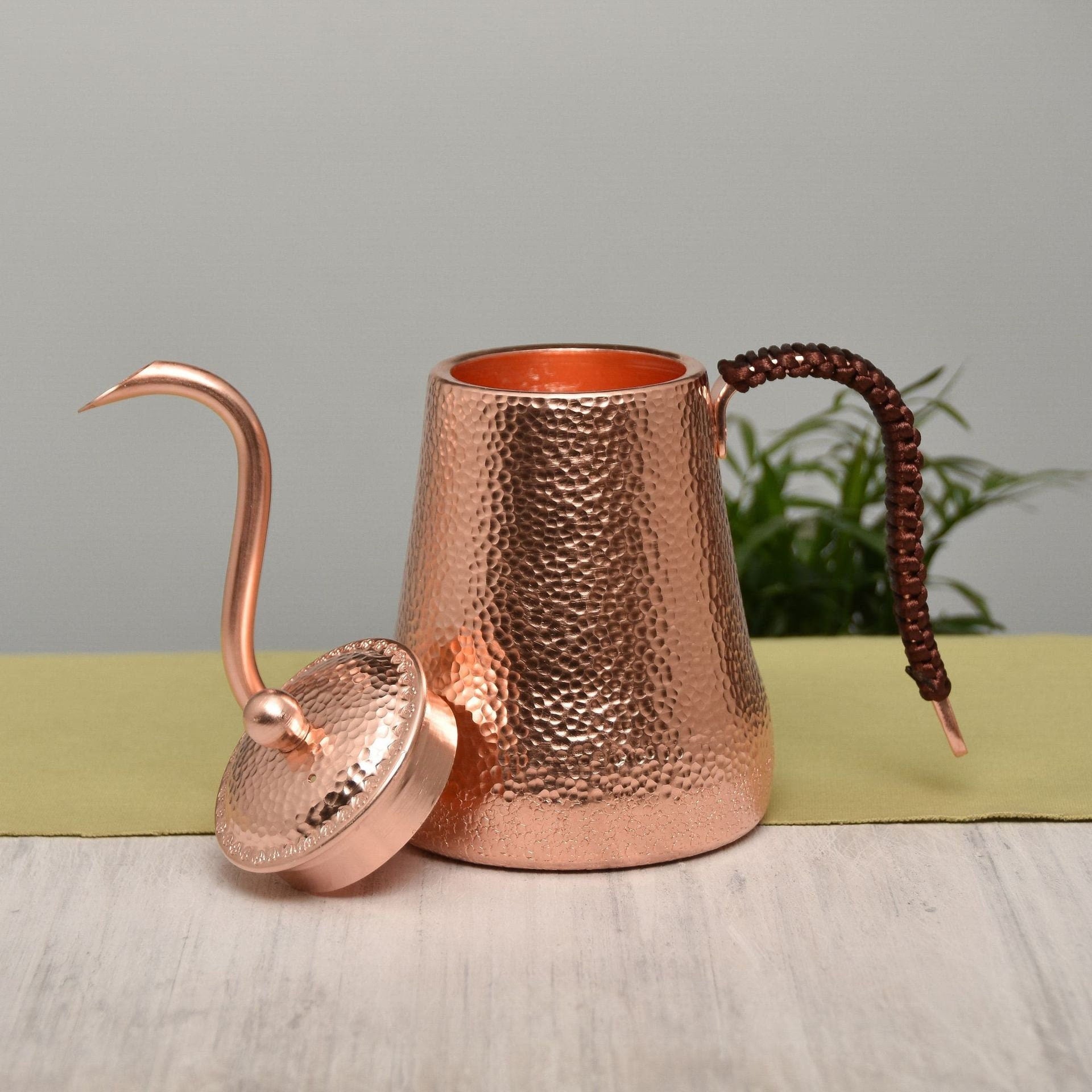 Handmade Vintage Unique  Copper Teapot Pure Copper tea kettle Teapot Solid Copper Tea pot Kettle Stovetop Teapot, 0.5Quarts - ACACUSS