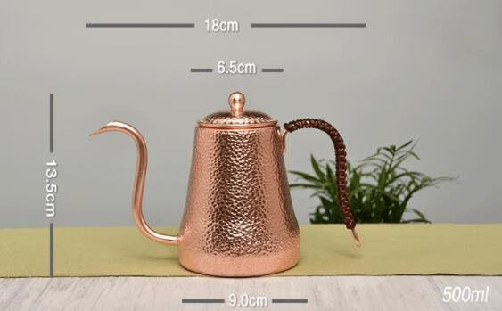 Handmade Vintage Unique  Copper Teapot Pure Copper tea kettle Teapot Solid Copper Tea pot Kettle Stovetop Teapot, 0.5Quarts - ACACUSS