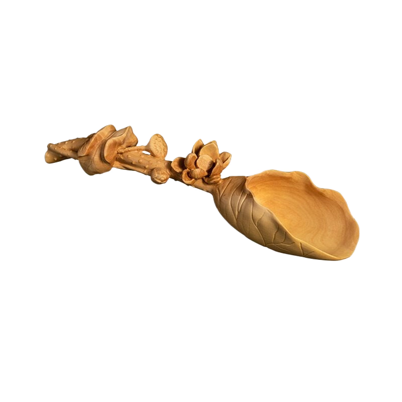 Handmaid Boxwood Carving Crafts Chinese Zen Tea Spoon - ACACUSS