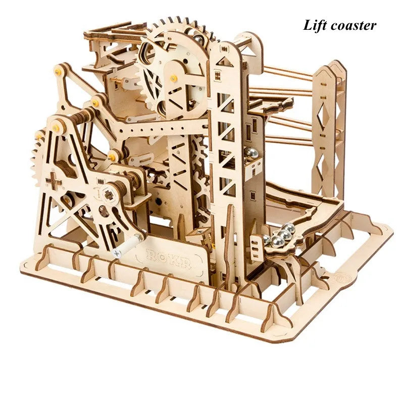 Robotime Rokr 4 Kinds Marble Run DIY Waterwheel Wooden Model Building