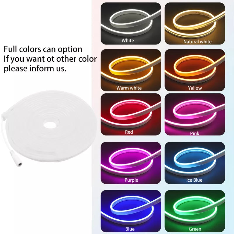 1M 2M 3M 5M 12V Flexible Sign Neon Lights Silicone Tube LED Strip  Waterproof USA