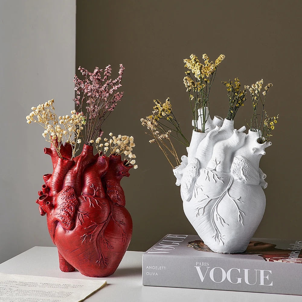 Heart Vase Dry Pot Art Vase Human Statue Vase Container Simulated Anatomy Heart Vase Decorative Gift Vase Valentine's Day Gift acacuss