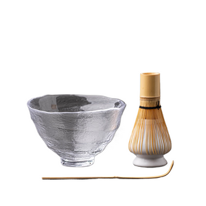 Heat-Resistant Glass Matcha Set with Bamboo Whisk and Chasen Holders acacuss