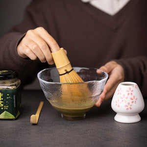 Heat-Resistant Glass Matcha Set with Bamboo Whisk and Chasen Holders acacuss