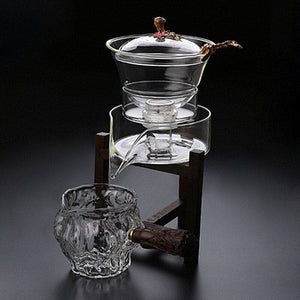 Heat-resistant glass tea set magnetic water diversion rotating cover bowl semi-automatic tea maker lazy teapot Kungfu tea set acacuss