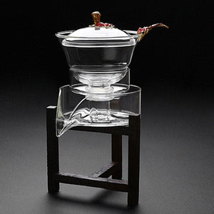 Heat-resistant glass tea set magnetic water diversion rotating cover bowl semi-automatic tea maker lazy teapot Kungfu tea set acacuss