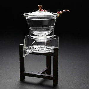 Heat-resistant glass tea set magnetic water diversion rotating cover bowl semi-automatic tea maker lazy teapot Kungfu tea set acacuss