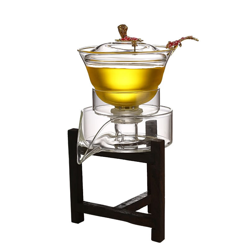 Heat-resistant glass tea set magnetic water diversion rotating cover bowl semi-automatic tea maker lazy teapot Kungfu tea set acacuss