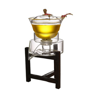Heat-resistant glass tea set magnetic water diversion rotating cover bowl semi-automatic tea maker lazy teapot Kungfu tea set acacuss