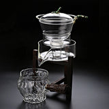 Heat-resistant glass tea set magnetic water diversion rotating cover bowl semi-automatic tea maker lazy teapot Kungfu tea set acacuss