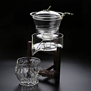 Heat-resistant glass tea set magnetic water diversion rotating cover bowl semi-automatic tea maker lazy teapot Kungfu tea set acacuss