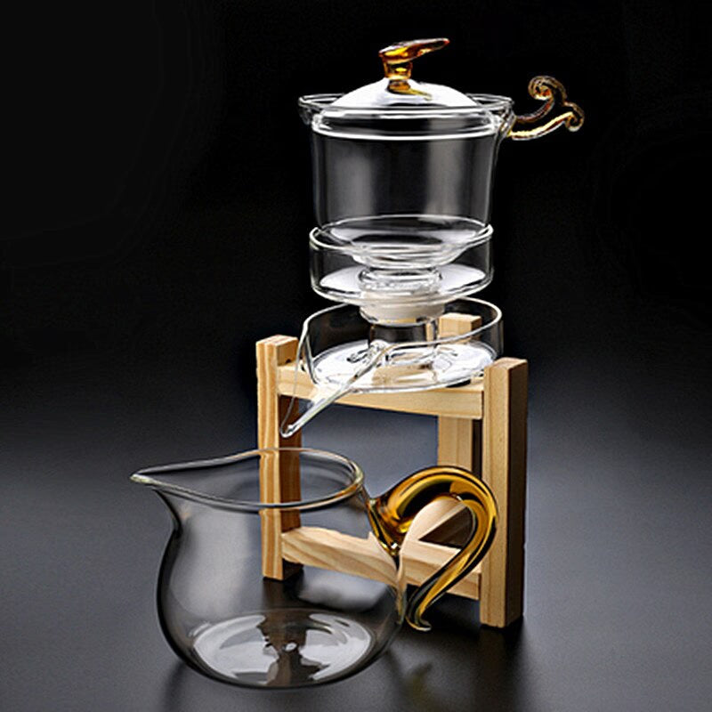 Heat-resistant glass tea set magnetic water diversion rotating cover bowl semi-automatic tea maker lazy teapot Kungfu tea set acacuss