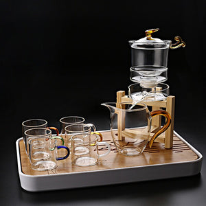 Heat-resistant glass tea set magnetic water diversion rotating cover bowl semi-automatic tea maker lazy teapot Kungfu tea set acacuss