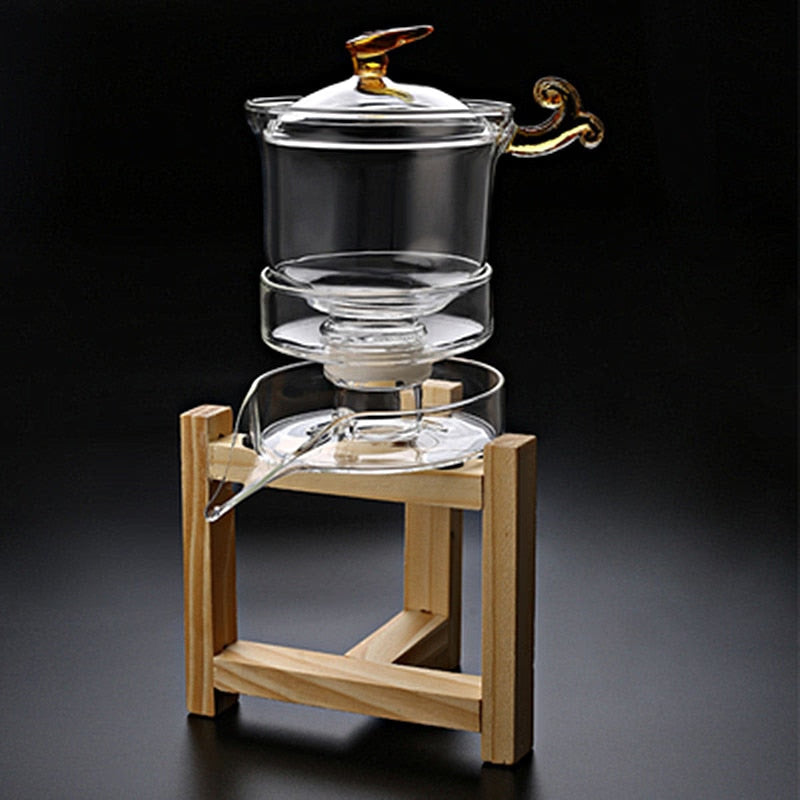 Heat-resistant glass tea set magnetic water diversion rotating cover bowl semi-automatic tea maker lazy teapot Kungfu tea set acacuss