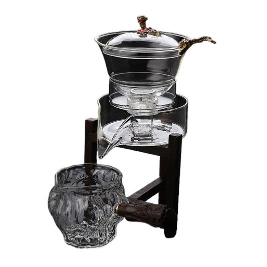 Heat-resistant glass tea set magnetic water diversion rotating cover bowl semi-automatic tea maker lazy teapot Kungfu tea set acacuss