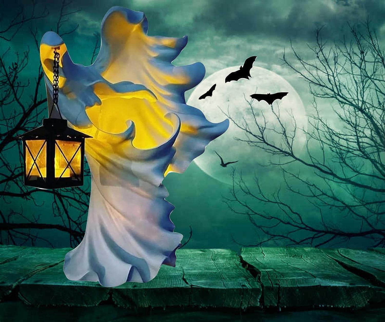 Hell's Messenger with Lantern- 2023 Upgraded Halloween Witch Lantern Decorations, Faceless Ghost Sculpture Resin Halloween Decor acacuss