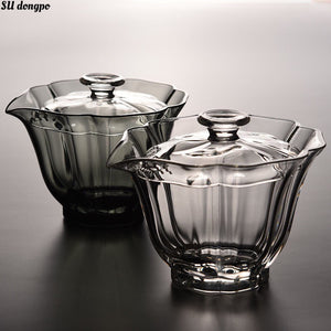 High End Baicai Glass Gaiwan Tea Cup with Filter Scald Proof Tea Cup Hand Holding Teapot High Quality Chinese Kung Fu Tea Set acacuss