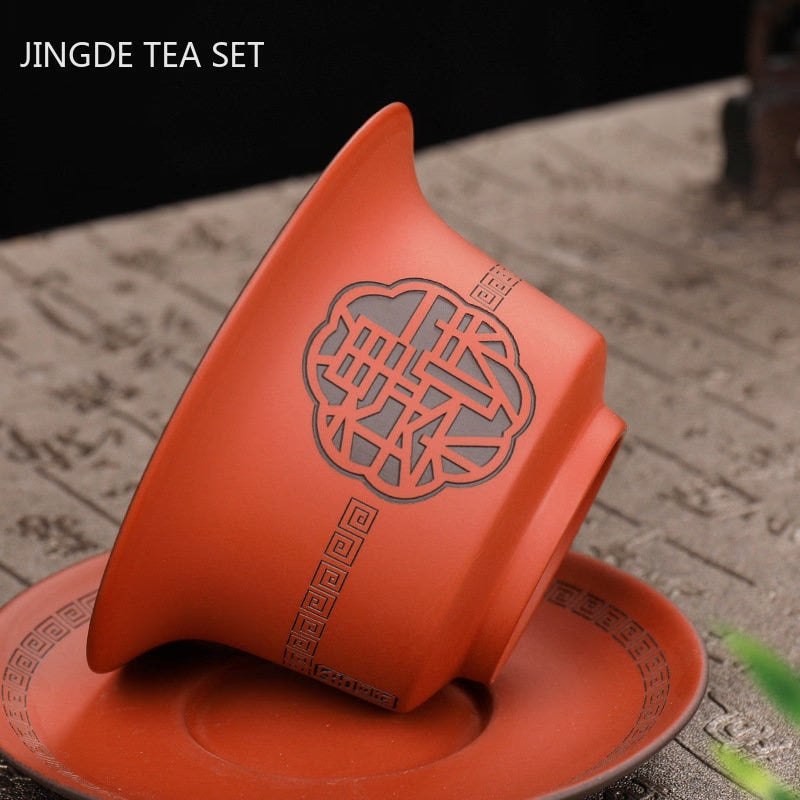 High Quality Purple Clay Gaiwan Teaset Handmade Portable Tea Maker Chinese Tradition Tea Bowl Teaware Teacup and Saucer Set acacuss