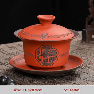High Quality Purple Clay Gaiwan Teaset Handmade Portable Tea Maker Chinese Tradition Tea Bowl Teaware Teacup and Saucer Set acacuss