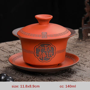 High Quality Purple Clay Gaiwan Teaset Handmade Portable Tea Maker Chinese Tradition Tea Bowl Teaware Teacup and Saucer Set acacuss