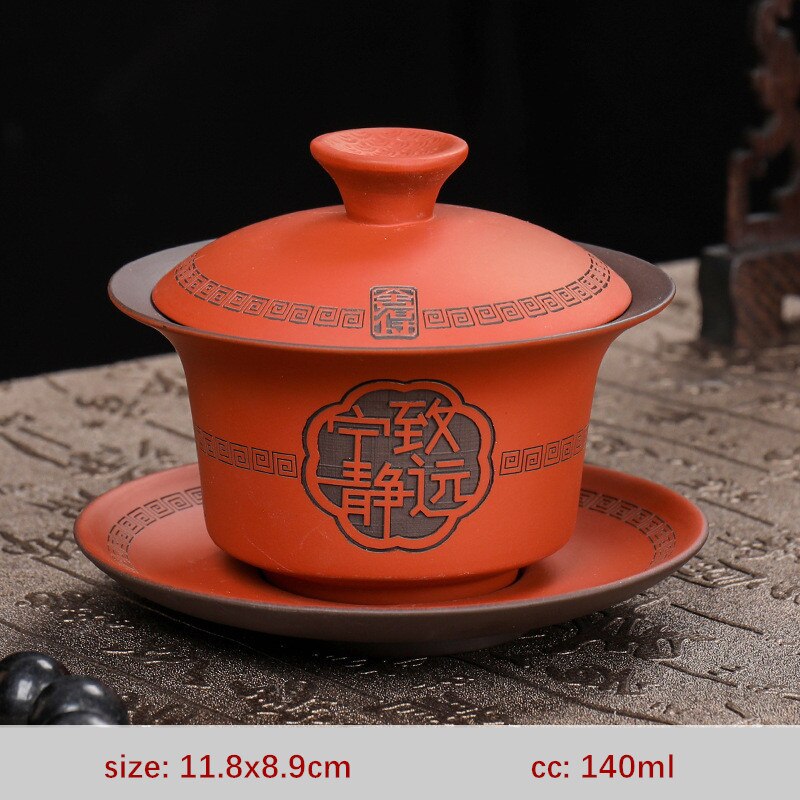 High Quality Purple Clay Gaiwan Teaset Handmade Portable Tea Maker Chinese Tradition Tea Bowl Teaware Teacup and Saucer Set acacuss