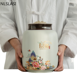 High-end Ceramics Tea Caddy Large Capacity Household Storage Tank Travel Sealed Tea Jar Coffee Powder Candy Spice Canister acacuss