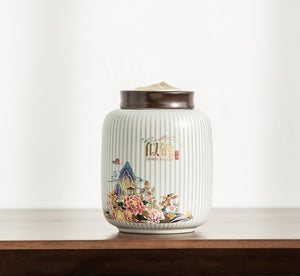 High-end Ceramics Tea Caddy Large Capacity Household Storage Tank Travel Sealed Tea Jar Coffee Powder Candy Spice Canister acacuss