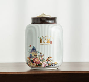 High-end Ceramics Tea Caddy Large Capacity Household Storage Tank Travel Sealed Tea Jar Coffee Powder Candy Spice Canister acacuss