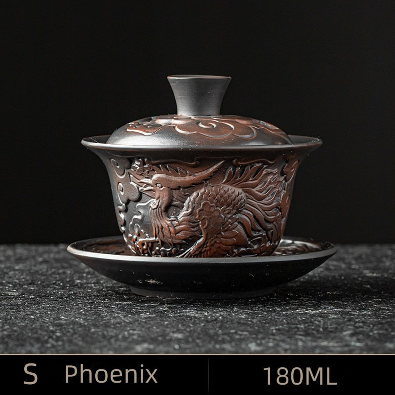 High-end Purple Pottery Chinese Teaset Gaiwan Tea Cups Lid Bowl Traditional Handmade Tea Brew Tea Cup Tea Bowl acacuss